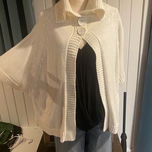 Elegant Cream Knit Sweater Cape